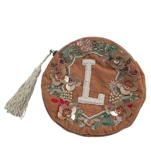 Anthropologie x Anna Harlow Russo Velvet Floral appliqué Clutch/pouch